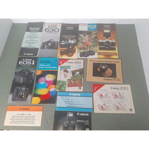 Vintage Canon Camera Manual Lot AE-1 EOS FD Lens Speedlite Brochure Guide